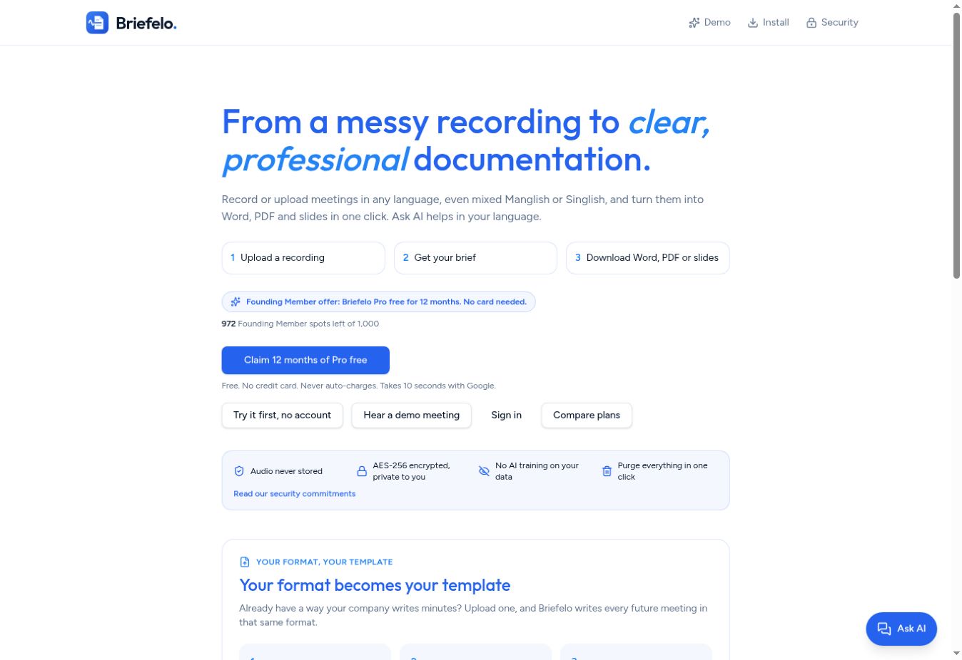 Briefelo website preview