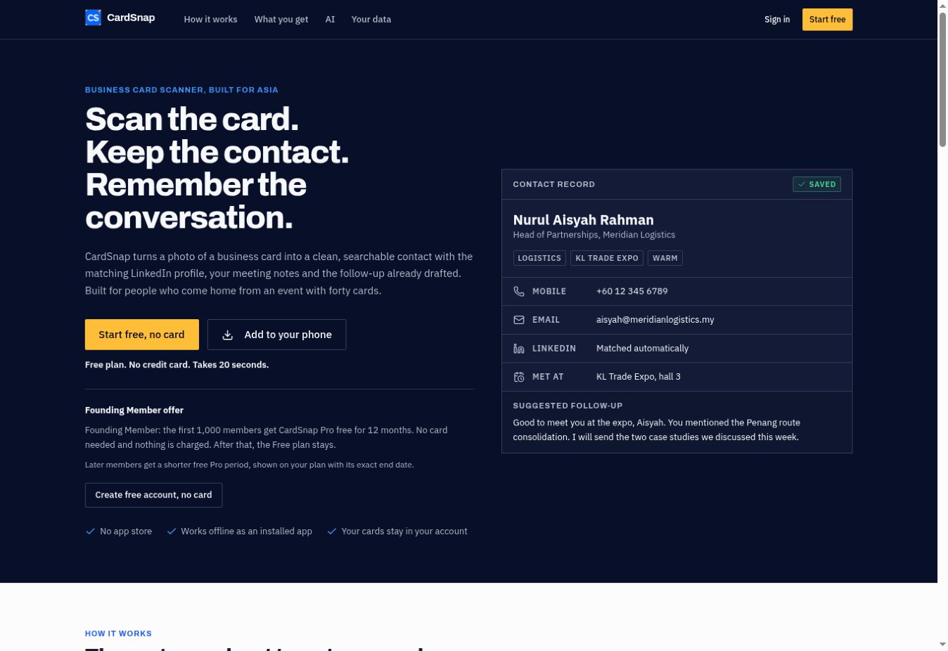 CardSnap website preview